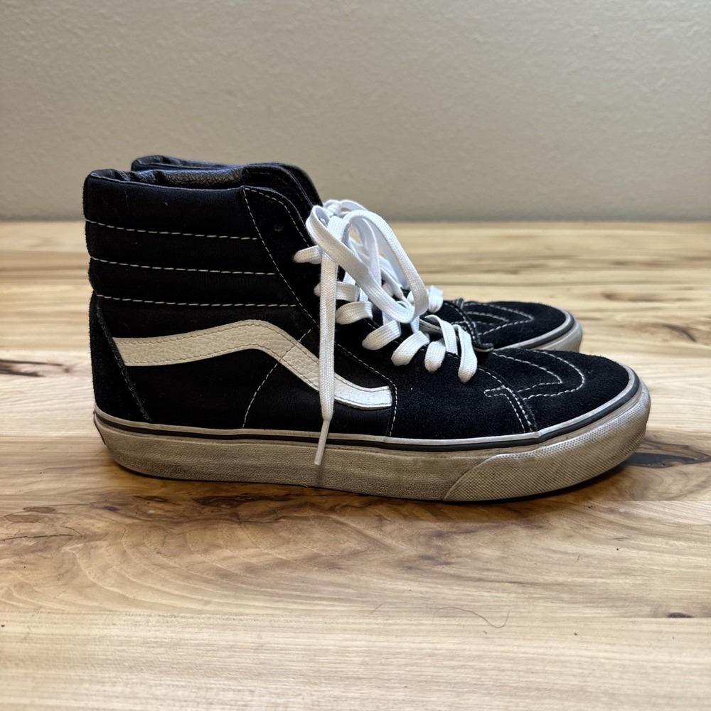 VANS Sk8-Hi Suede Black Sz 8 Men 9.5 Women High-Top Skate Sneakers Lace Up